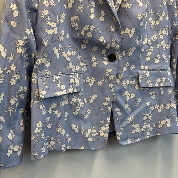 NWOT Talbots size 6 blazer Floral jacquard Jacket Blue White - Picture 7 of 14